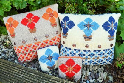Fairisle and Flowers Cushion Cover and Pin Cushion