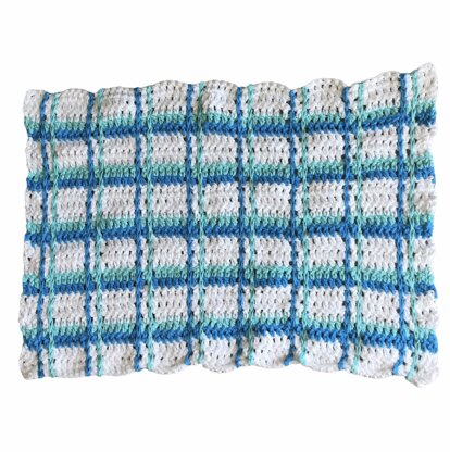 Crochet Tartan Plaid Hand Towel/Wash Cloth