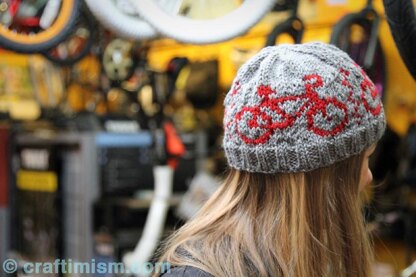 Bicycle Patterned Knit Hat
