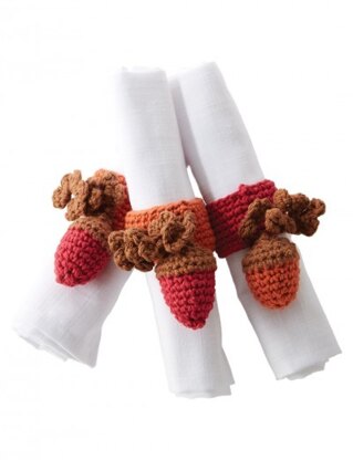 Autumn Acorns Napkin Rings in Bernat Handicrafter Holidays - Downloadable PDF