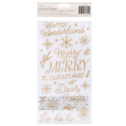 Crate Paper Busy Sidewalks Collection - Hustle and Bustle Phrase Puffy Gold Foil Thickers