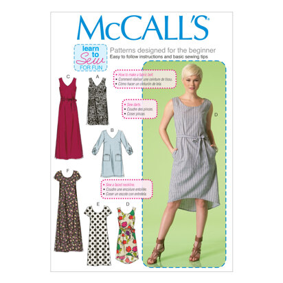 McCall's Misses' Dresses and Belt M7120 - Sewing Pattern