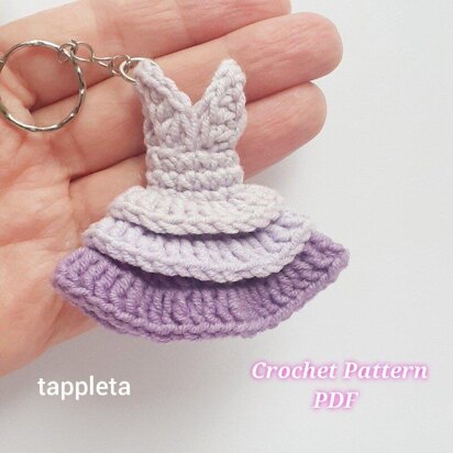 Lilac cupcake dress keychain crochet pattern, Speak now dress pattern, Purple mini dress crochet favor, Swiftmas ornament, Eras tour Taylor dress charm