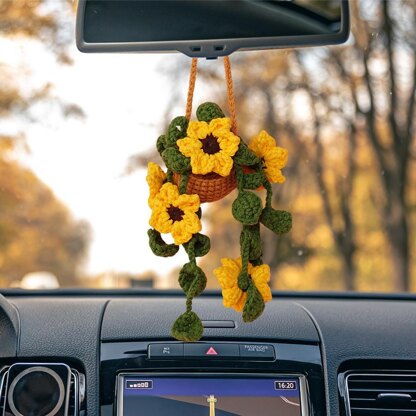 Sunflowers Basket Car Hanging Crochet Pattern