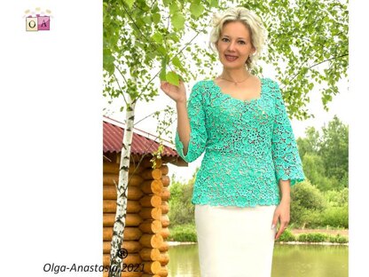 Turquoise lace pullover