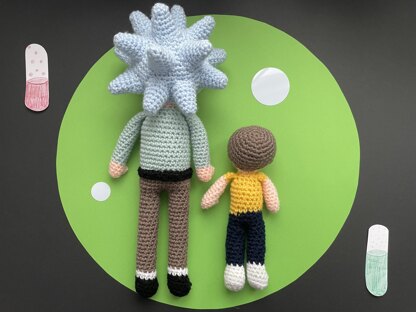 Scientist and Grandson amigurumi