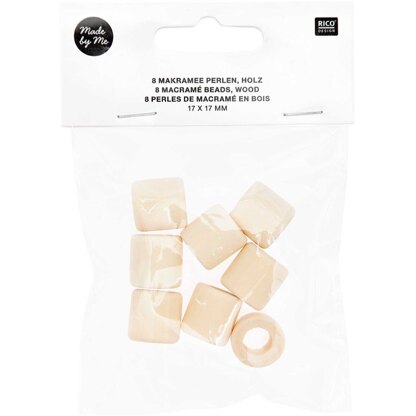 Rico Design Macramé Beads Wood Natural 8 Pcs - 95x100x17mm