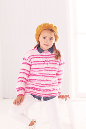 Childrens Sweater, Snood, and Hat in King Cole Stripe DK in King Cole - 5594 - Leaflet