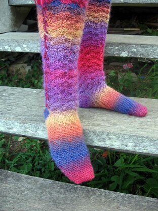 Rainbows and Laces, crochet socks