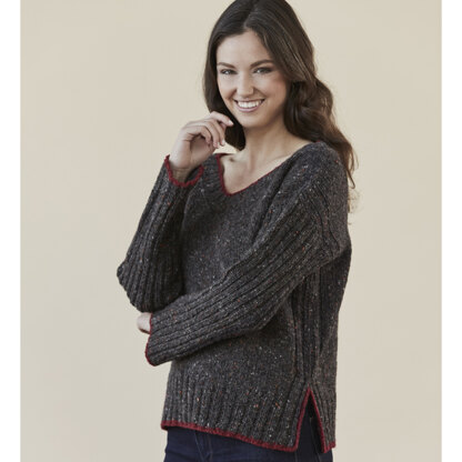 Bayfield Pullover - Sweater Knitting Pattern for Women in Tahki Yarns Donegal Tweed