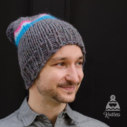 Neon Striped Bobble hat