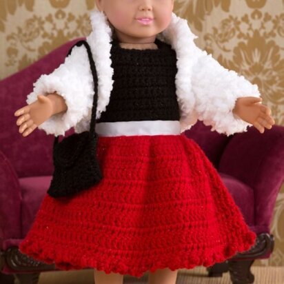 Party Time Doll Outfit in Red Heart Buttercup - LW4326