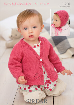 Cardigan and Bonnet in Sirdar Snuggly 4 Ply 50g - 1206 - Downloadable PDF