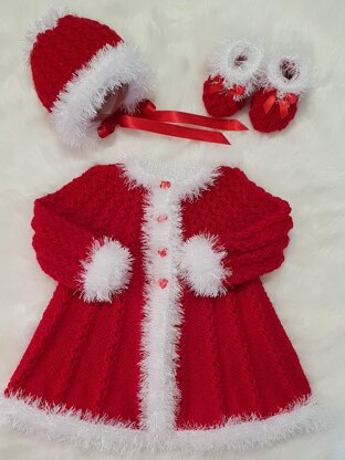 Holly swing coat with fur trim baby knitting pattern