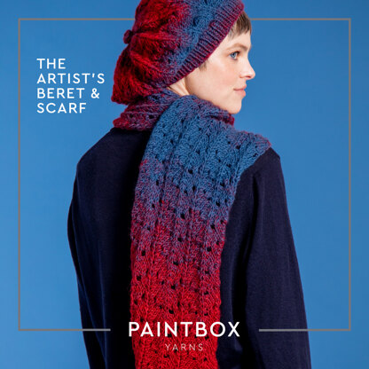 The Artist's Beret & Scarf - Free Knitting Pattern for Women in Paintbox Yarns Ombré Aran Wool Touch