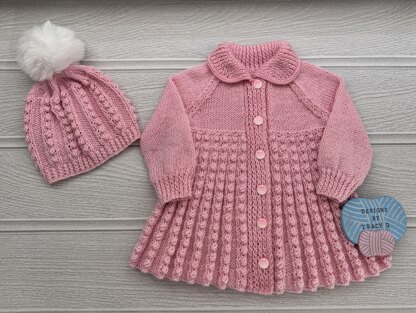 Bonnie Baby Coat, Beanie & Beret size 18" & 20" chest 6-9mths approx