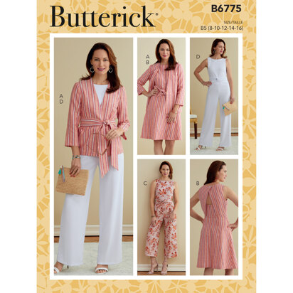 Butterick Misses' & Women's Jacket, Sash, Dress and Jumpsuits B6775 - Sewing Pattern