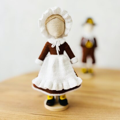 Amigurumi doll clothes, crochet doll clothes, Pilgrim outfits