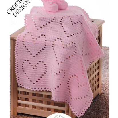 UKHKA 185 Crochet Heart Blanketand Bootees - UKHKA185pdf - Downloadable PDF