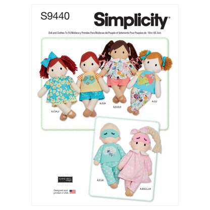 Simplicity Plush Dolls with Clothes S9440 - Paper Pattern, Size One size