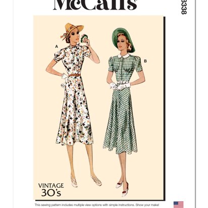 McCall's Misses' Vintage Dresses and Belt M8338 - Sewing Pattern