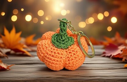 Pumpkin Keychain Crochet Pattern (PDF + Video Tutorial) – Beginner