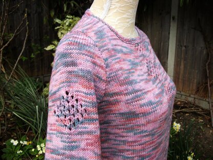 Sweater with Open Stitch Diamonds