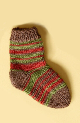 Knit Child's Striped Socks in Lion Brand Wool-Ease - 70286A