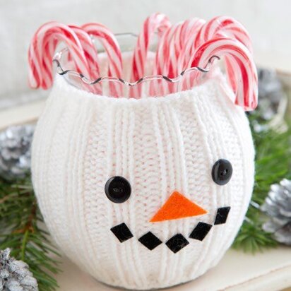 Snowman Jar Cozy in Red Heart Niki - LW3879EN