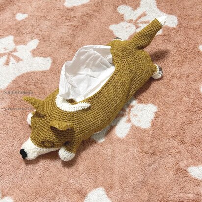 コーギーのティッシュボックスカバー Corgi tissue paper cozy