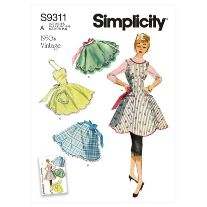 Simplicity Misses' Vintage Aprons S9311 - Paper Pattern, Size A (S-M-L)
