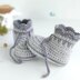 Two Tone Grey Baby Booties with Lace Crochet Pattern