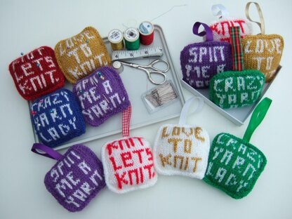 Knitted Words Decorations