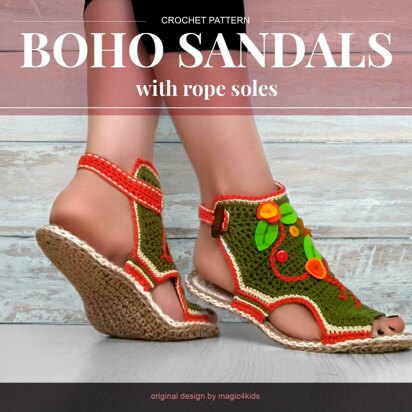 Boho sandals with jute rope soles