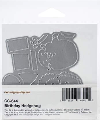 CottageCutz Dies - Birthday Hedgehog, 3.3"X2.8"
