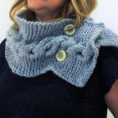 Moon Shadow Buttoned Cable Cowl - knitting pattern