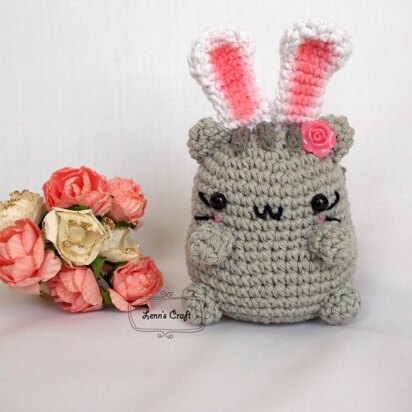 Pusheen Cute Cat with bunny ear amigurumi crochet PATTERN