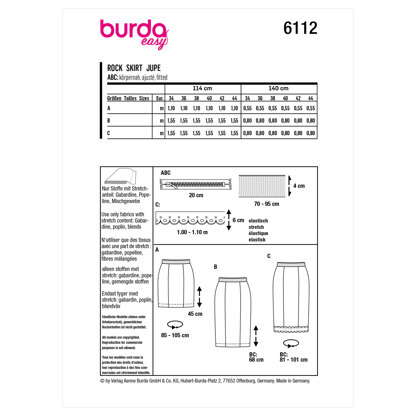 Burda Style Misses' Skirt B6112 - Paper Pattern, Size 8-18