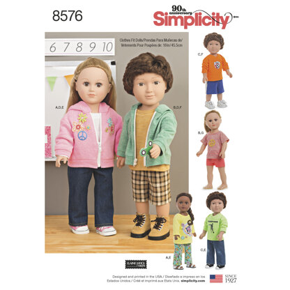 Simplicity 8576 Unisex Doll Clothes - Paper Pattern, Size OS (ONE SIZE)