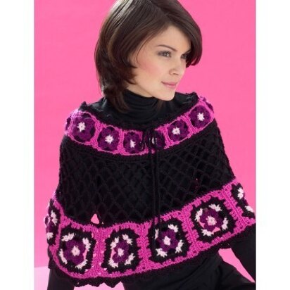 Flower Power Granny Poncho in Bernat Satin