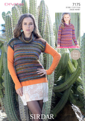 Girl's/Woman's Cowl Neck Tops in Sirdar Divine - 7175 - Downloadable PDF