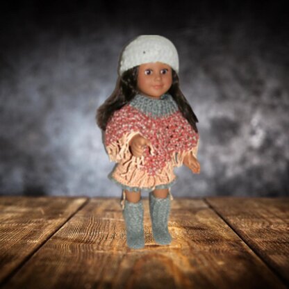 Peach Poncho set for 18 inch doll