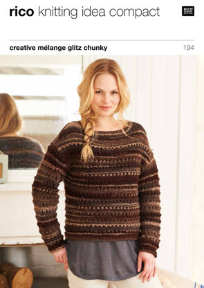 Lace Yoke Sweaters & Snood in Rico Creative Melange Glitz Chunky - 194