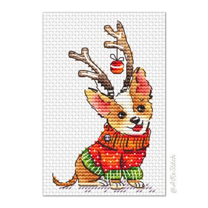 Christmas Corgi Cross Stitch PDF Pattern