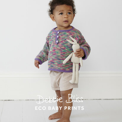 "Triangle Edged Top" - Top Knitting Pattern For Babies in Debbie Bliss Eco Baby and Eco Baby Prints