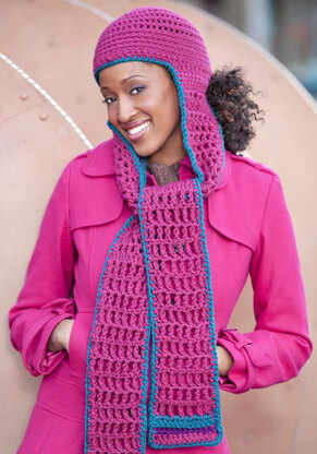 Hooded Scarf in Red Heart Super Saver Chunky - LW2449 - Downloadable PDF