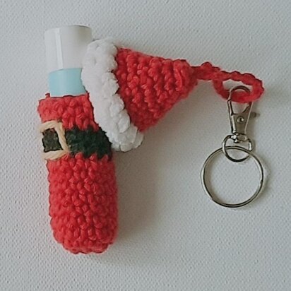 Santa Lip Balm Cozy Keychain