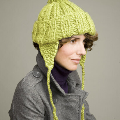 Limeade Earflap Hat in Lion Brand Hometown USA - L0196AD