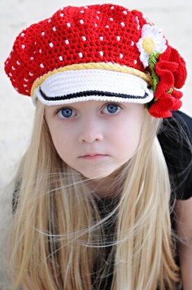 Polka Dots Crocheted Cap & Poppy Pin