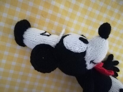 Toy Knitting pattern for a Mickey Mouse toy based on Steamboat Willie